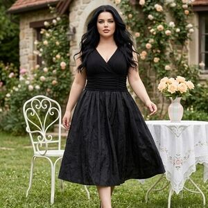 SL Fashions Black Midi Dress